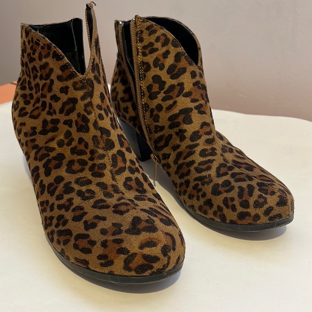 Leopard print booties